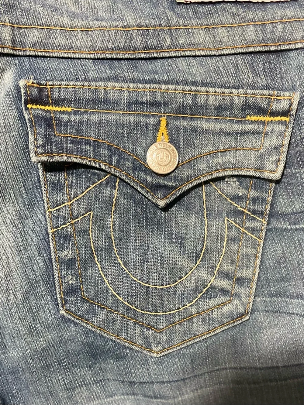 Y2K True Religion Joey World Tour Flare Bootcut Jeans Sz 29 Distressed Low Rise - Picture 3 of 11